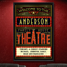 Movie Theatre Marquee Home Cinema | Name 24 x 36 Poster