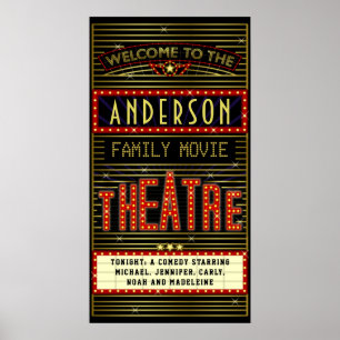 Movie Theatre Marquee Home Cinema   Name Long Poster
