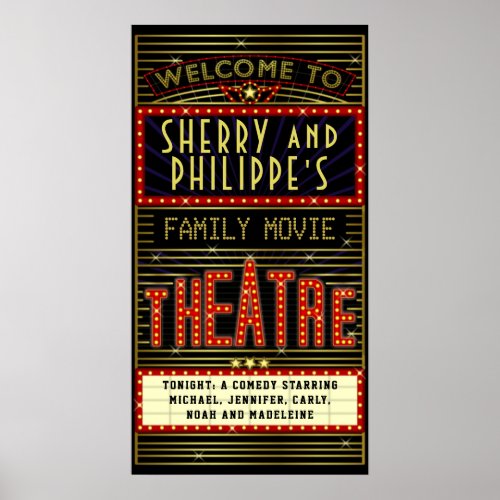 Movie Theatre Marquee Home Cinema  Name Long V2 Poster