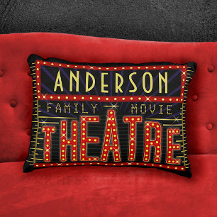 Movie Theatre Marquee Home Cinema   Personalized Accent Pillow