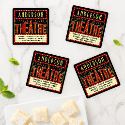 Movie Theatre Marquee Home Cinema | Personalized Coaster Set