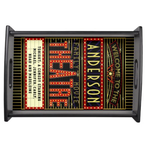 Movie Theatre Marquee Home Cinema  Personalized Serving Tray