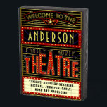 Movie Theatre Marquee Home Cinema | Personalized Wooden Box Sign<br><div class="desc">Enjoy family movie night in style with this original theatre / theater wooden box sign. Made to look like a retro cinema marquee with faux lights and lots of sparkle, this personalized design is the perfect ritzy accessory for any movie buff. The main color scheme is red, gold and black....</div>