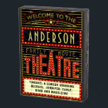 Movie Theatre Marquee Home Cinema | Personalized Wooden Box Sign<br><div class="desc">Enjoy family movie night in style with this original theatre / theater wooden box sign. Made to look like a retro cinema marquee with faux lights and lots of sparkle, this personalized design is the perfect ritzy accessory for any movie buff. The main color scheme is red, gold and black....</div>