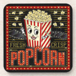 Movie Theatre Marquee Home Cinema Popcorn Custom Beverage Coaster<br><div class="desc">Enjoy family movie night in style with this original theater drink coaster set that has a popcorn theme. Made to look like a retro cinema marquee with faux lights and lots of sparkle, this personalized design is the perfect ritzy accessory for any movie buff. The main color scheme is red,...</div>