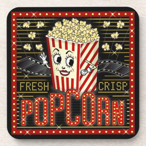 Movie Theatre Marquee Home Cinema Popcorn Custom Beverage Coaster