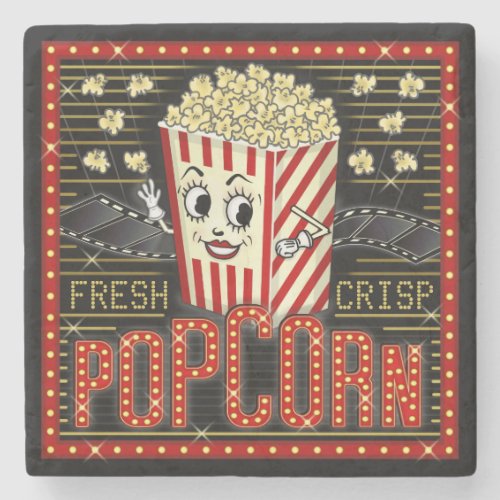 Movie Theatre Marquee Home Cinema Popcorn Custom Stone Coaster