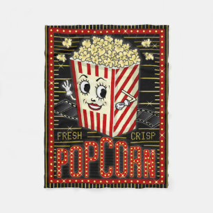 Movie Theatre Marquee Home Cinema Popcorn Fleece Blanket