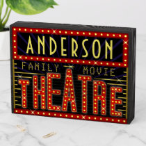 Movie Theatre Marquee Home Cinema Room Custom Name Wooden Box Sign
