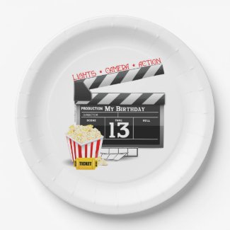 Movie Theme 13th Birthday Paper Plate