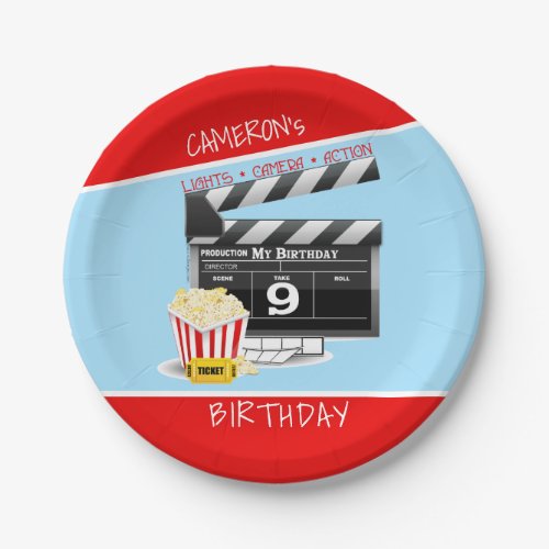 Movie Theme 9th Birthday Party Paper Plates