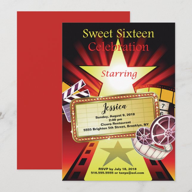 Movie Theme Sweet 16 Invitation (Front/Back)