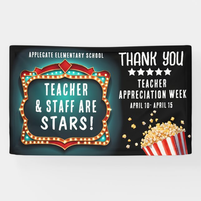 Movie Theme Teacher Appreciation Week Banner (Horizontal)