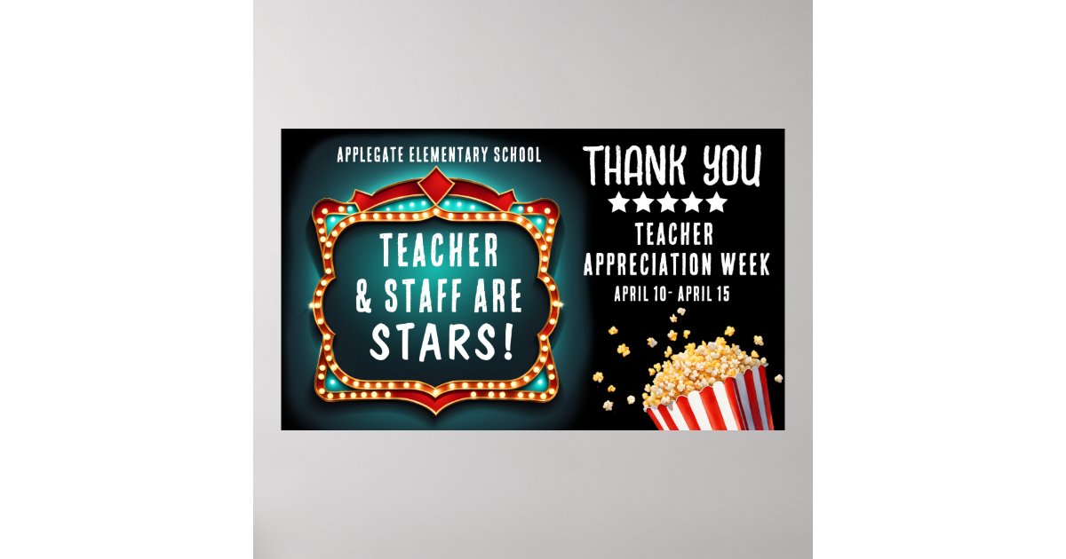 Movie Theme Teacher Appreciation Week Banner Poster | Zazzle