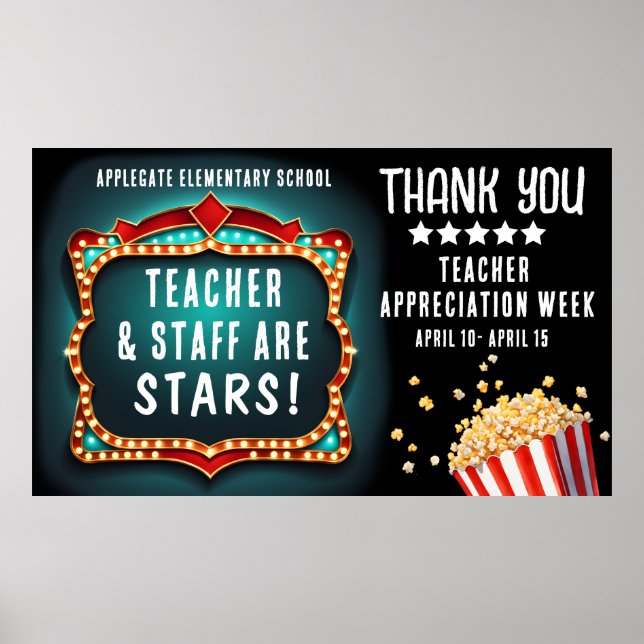 Movie Theme Teacher Appreciation Week Banner Poster (Front)