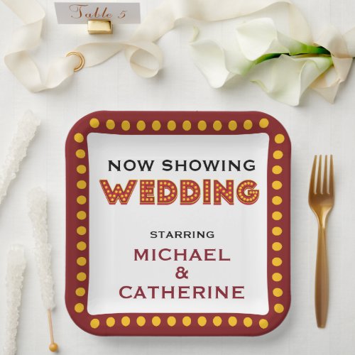 Movie Theme Wedding Marquee Sign Paper Plates
