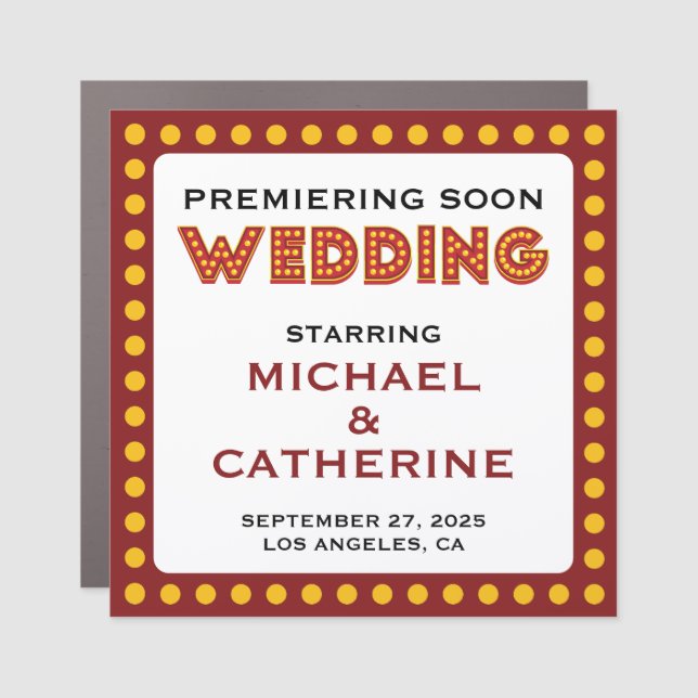 Movie Theme Wedding Marquee Sign Save The Date (Front)