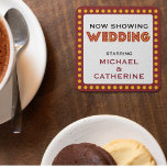 Movie Theme Wedding Marquee Sign Square Paper Coaster at Zazzle
