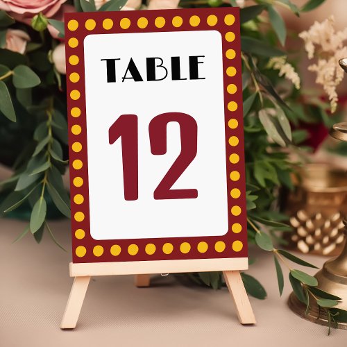 Movie Theme Wedding Marquee Sign  Table Number