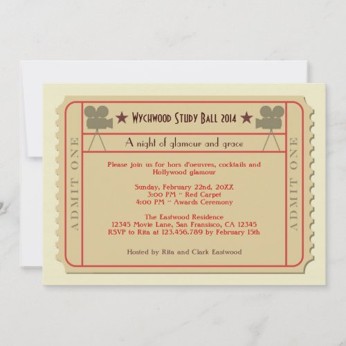 Movie Ticket Award Ceremony Party Invitation