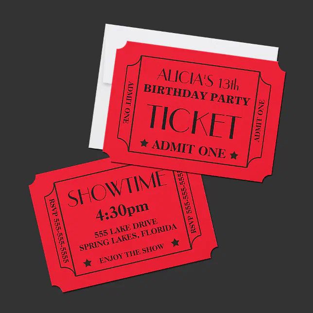 Movie Ticket Birthday Party Invitation | Zazzle