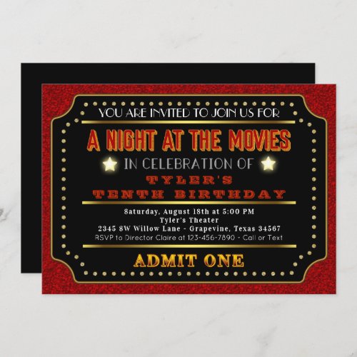 Movie Ticket Birthday Party Invitation