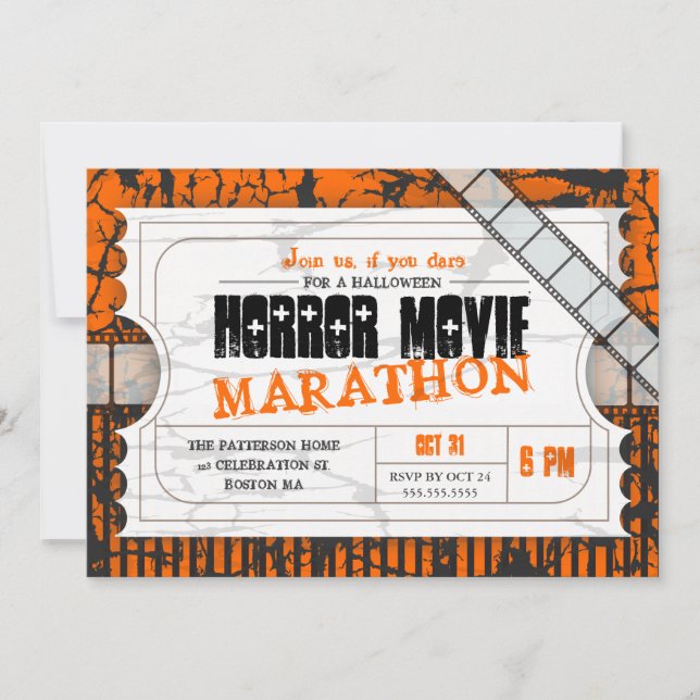 Movie Ticket Halloween Horror Movie Party Invitation (Front)