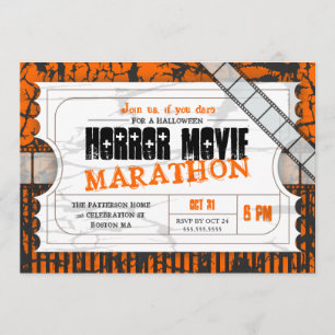 Movie Ticket Halloween Horror Movie Party Invitation
