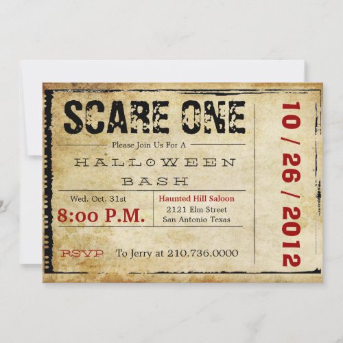 Movie Ticket Halloween Invitation