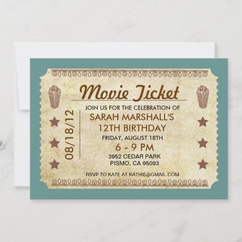 Movie Ticket Custom Invitations