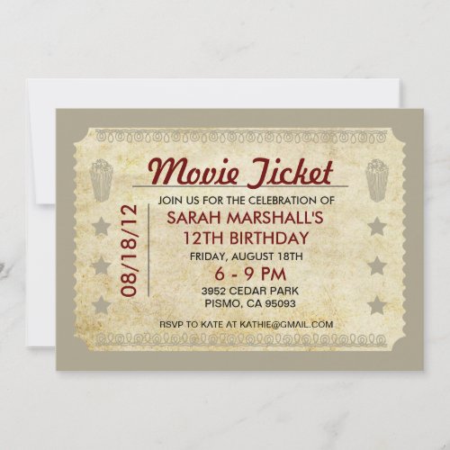 Movie Ticket Invitation