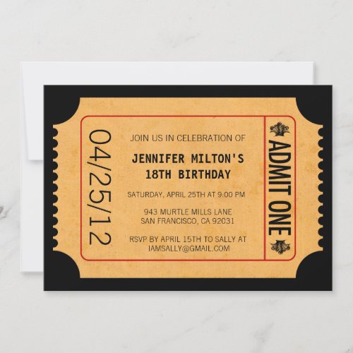 Movie Ticket Invitations