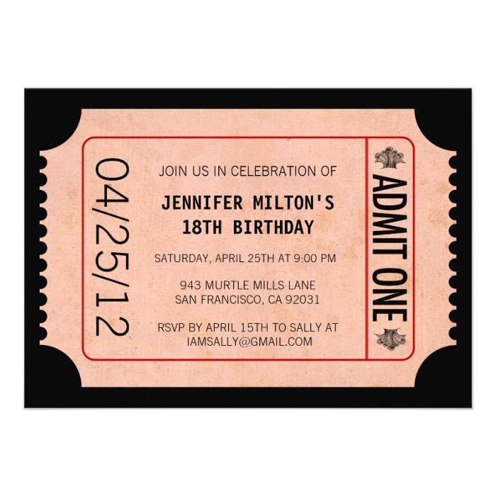 Movie Ticket Invitations