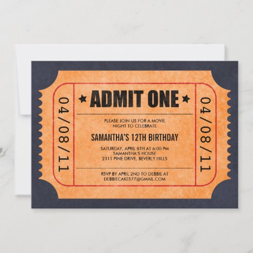 Movie Ticket Invitations