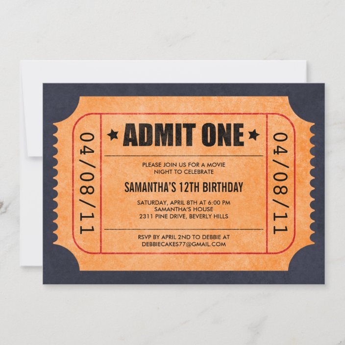 Movie Ticket Invitations | Zazzle.com