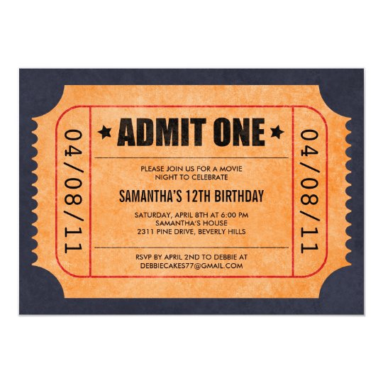 movie ticket invitations zazzle com