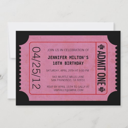 Movie Ticket Invitations