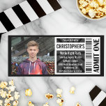 Movie Ticket Invitations, Black and White Birthday Invitation