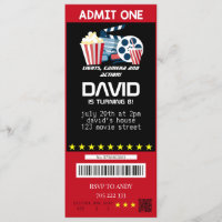 Movie Ticket Movie Party Boy Birthday Tickets
