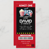 Movie Ticket Movie Party Boy Birthday Tickets Invitation (Front/Back)