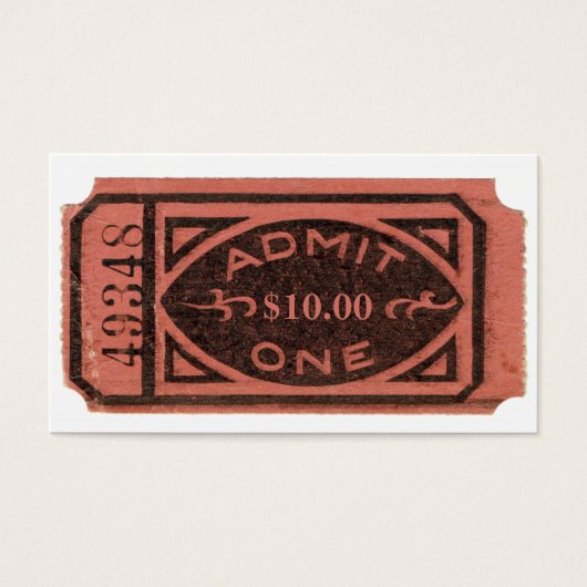 Movie Ticket Stub, Vintage Admit One Retro Custom (Front)