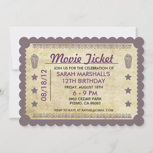 Movie Ticket Theme Invitation