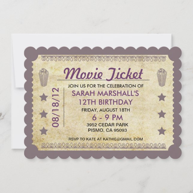 Movie Ticket Theme Invitation (Front)
