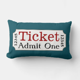 Movie Ticket Turquoise Cinema Pillow
