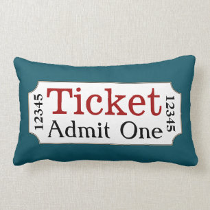 Movie Ticket Turquoise Cinema Pillow