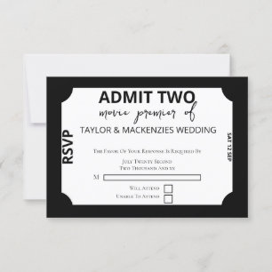 Movie Ticket Wedding RSVP Card