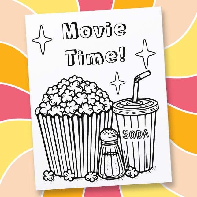 Movie Time Coloring Page | Popcorn, Soda and Salt (Creator Uploaded)