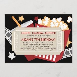 Movie Time Invitation - For boys or girls