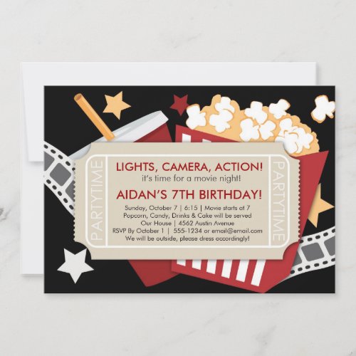 Movie Time Invitation _ For boys or girls