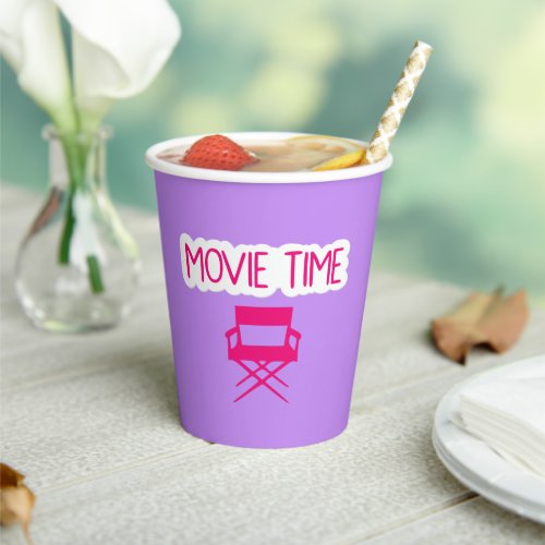 Movie Time l Vibrant Modern Pink  Purple Paper Cups
